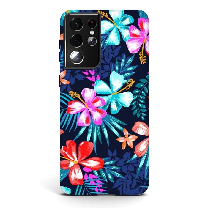 Galaxy S21 ultra StrongFit Beautiful Tropical Design Leave and Flowers by ArtsCase
