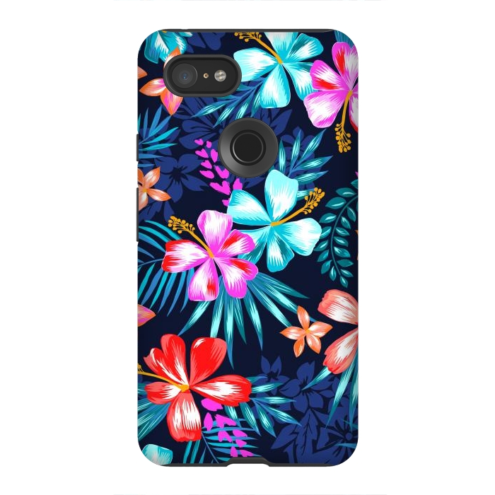 Pixel 3XL StrongFit Beautiful Tropical Design Leave and Flowers by ArtsCase