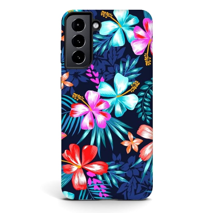 Galaxy S21 StrongFit Beautiful Tropical Design Leave and Flowers by ArtsCase