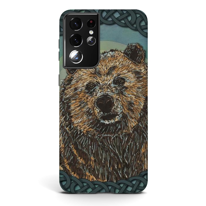 Galaxy S21 ultra StrongFit Brown Bear by Lotti Brown
