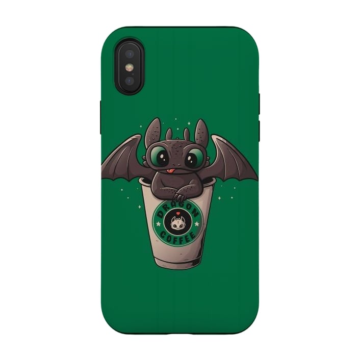 iPhone Xs / X StrongFit Dragon Coffee by eduely