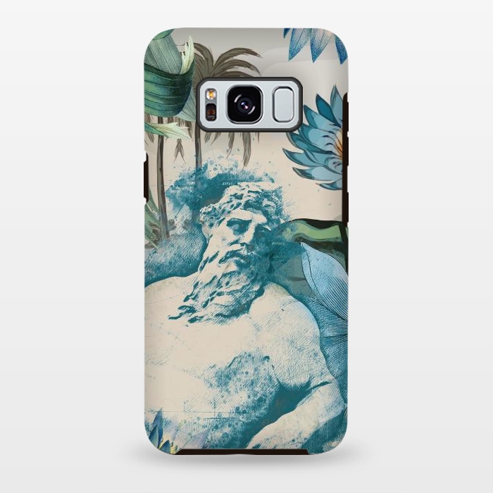 Galaxy S8 plus StrongFit Statue, tropical leaves, lotus petals - retro collage by Oana 