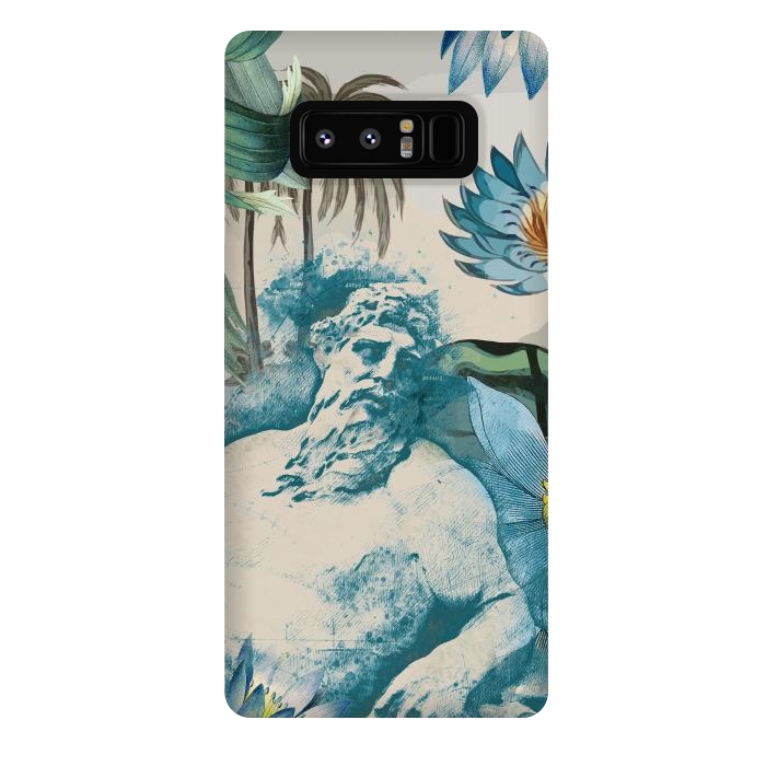 Galaxy Note 8 StrongFit Statue, tropical leaves, lotus petals - retro collage by Oana 