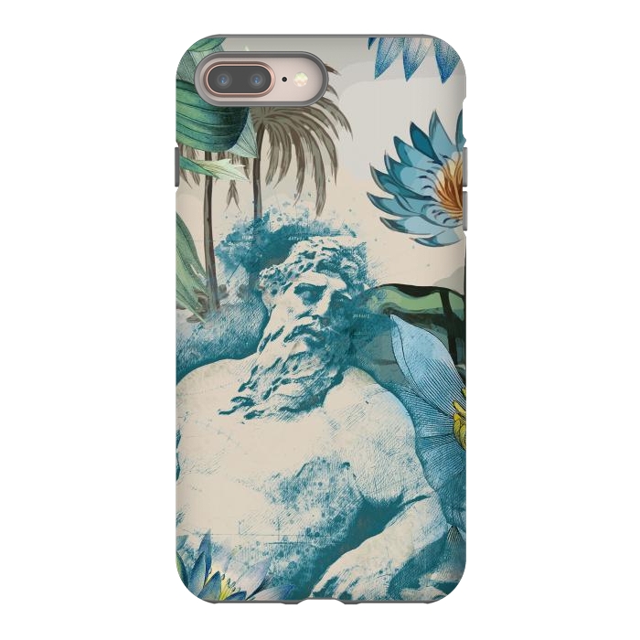 iPhone 8 plus StrongFit Statue, tropical leaves, lotus petals - retro collage by Oana 