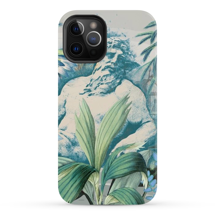 iPhone 12 Pro Max StrongFit Statue, tropical leaves, lotus petals - retro collage by Oana 
