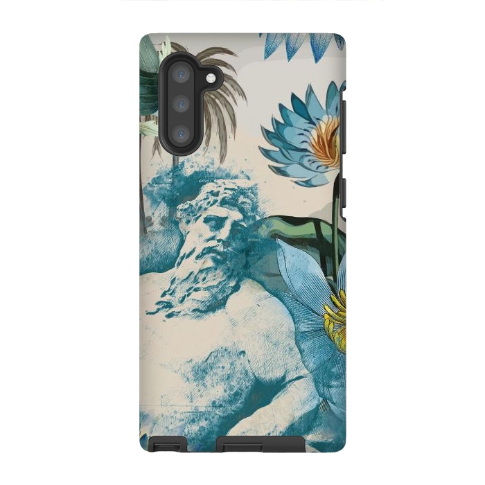Galaxy Note 10 StrongFit Statue, tropical leaves, lotus petals - retro collage by Oana 