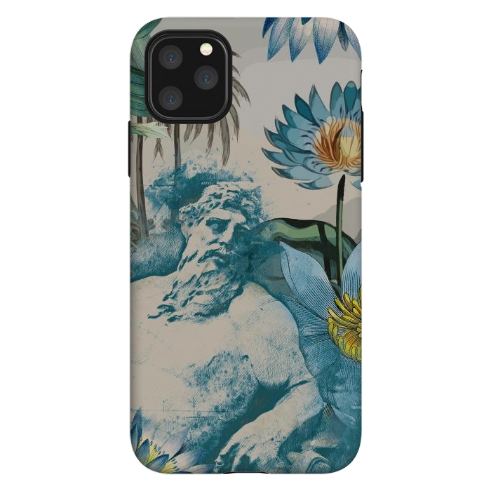 iPhone 11 Pro Max StrongFit Statue, tropical leaves, lotus petals - retro collage by Oana 