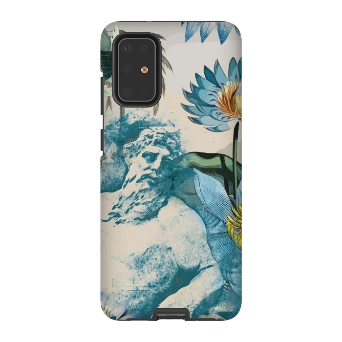 Galaxy S20 Plus StrongFit Statue, tropical leaves, lotus petals - retro collage by Oana 