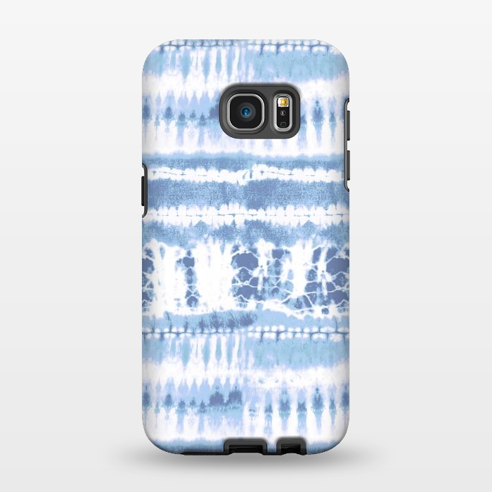 Galaxy S7 EDGE StrongFit Denim blue tie-dye ethnic stripes by Oana 