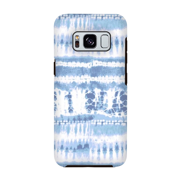 Galaxy S8 StrongFit Denim blue tie-dye ethnic stripes by Oana 