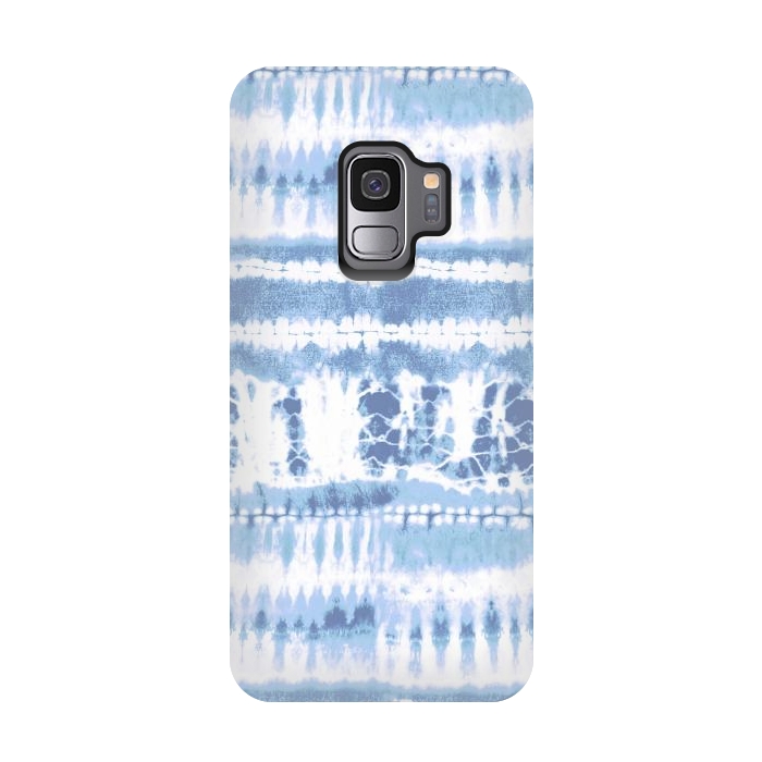 Galaxy S9 StrongFit Denim blue tie-dye ethnic stripes by Oana 