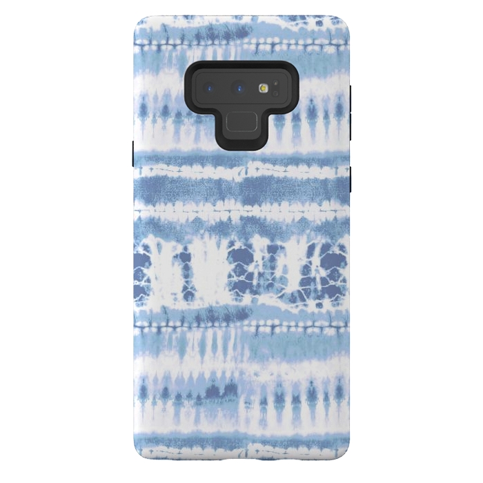 Galaxy Note 9 StrongFit Denim blue tie-dye ethnic stripes by Oana 