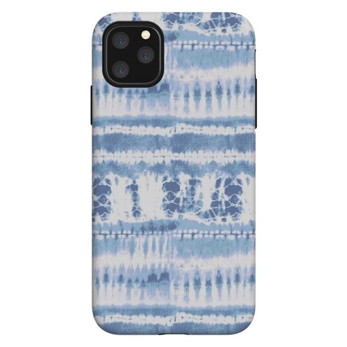 iPhone 11 Pro Max StrongFit Denim blue tie-dye ethnic stripes by Oana 