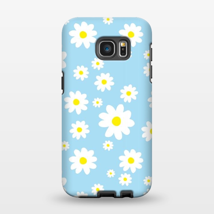Galaxy S7 EDGE StrongFit Blue Daisy Flower Pattern by Julie Erin Designs