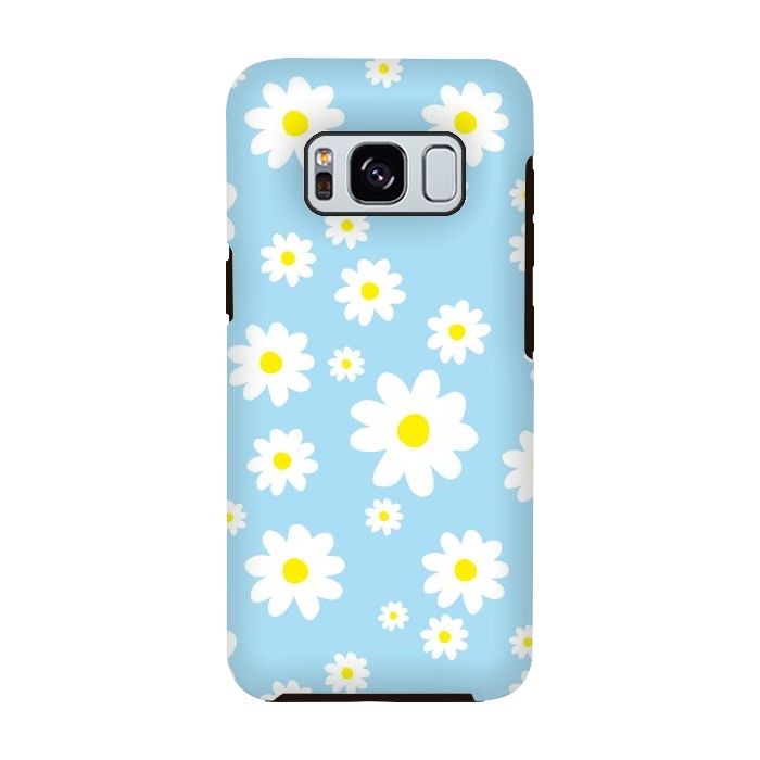 Galaxy S8 StrongFit Blue Daisy Flower Pattern by Julie Erin Designs