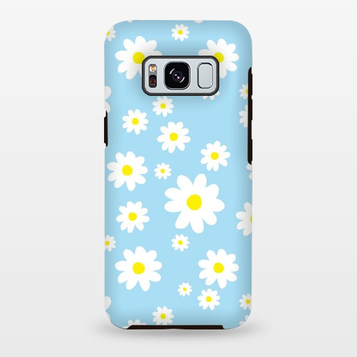 Galaxy S8 plus StrongFit Blue Daisy Flower Pattern by Julie Erin Designs