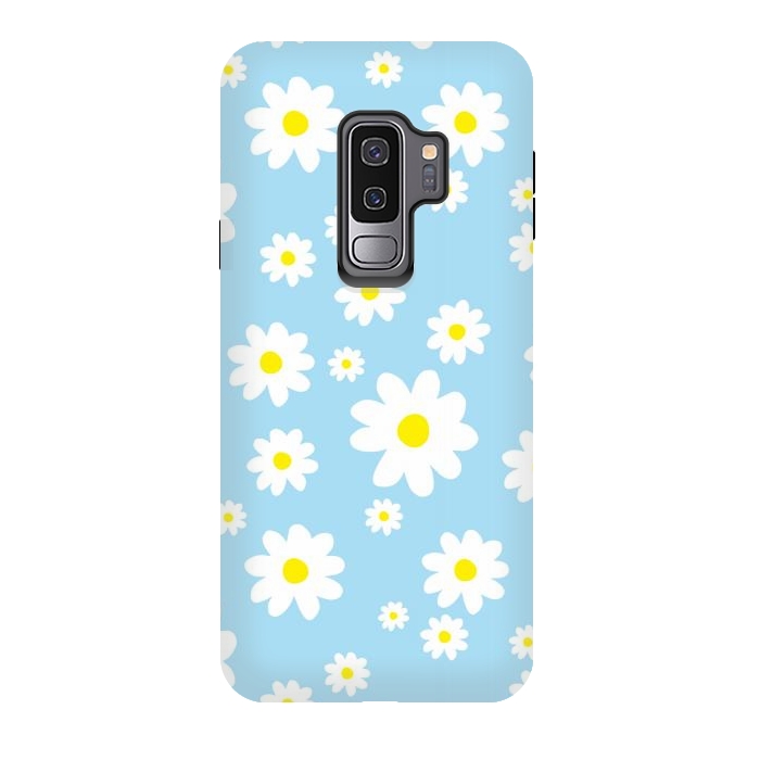 Galaxy S9 plus StrongFit Blue Daisy Flower Pattern by Julie Erin Designs