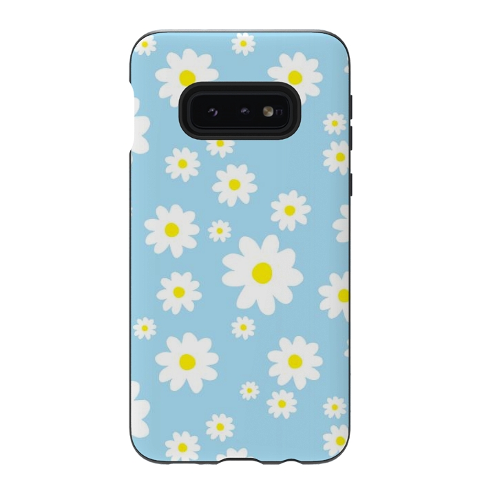 Galaxy S10e StrongFit Blue Daisy Flower Pattern by Julie Erin Designs