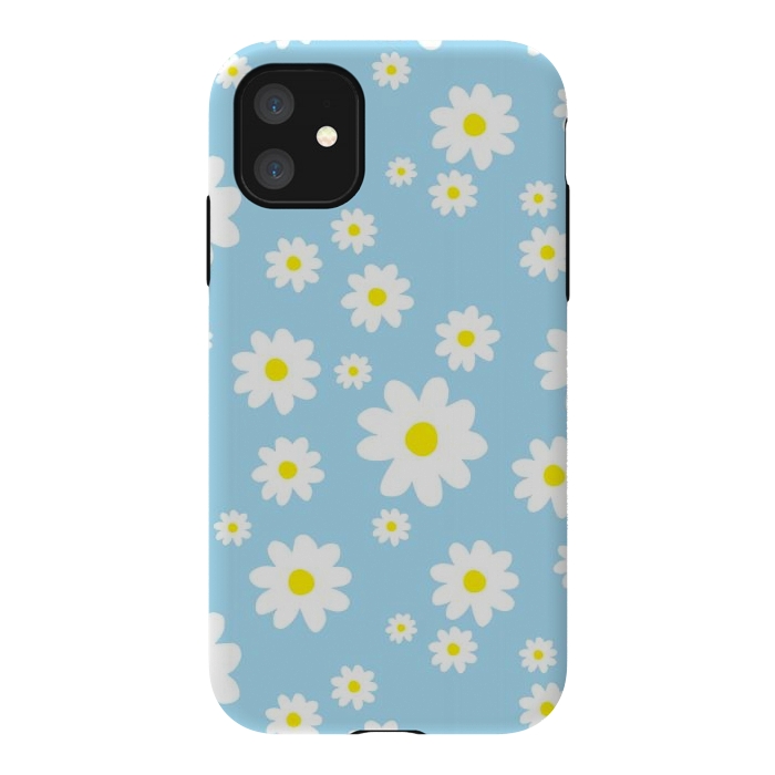 iPhone 11 StrongFit Blue Daisy Flower Pattern by Julie Erin Designs