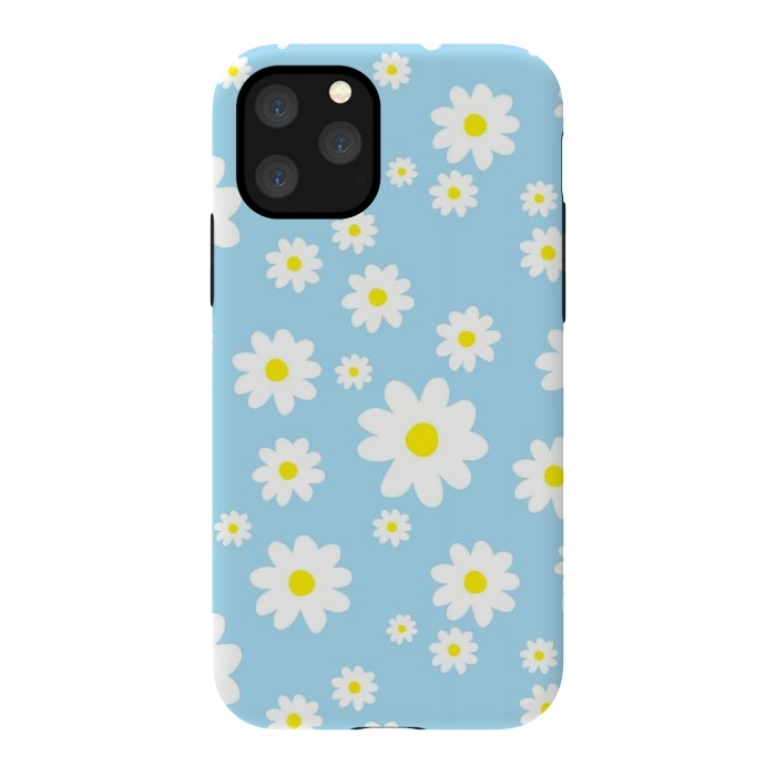 iPhone 11 Pro StrongFit Blue Daisy Flower Pattern by Julie Erin Designs