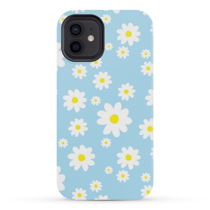 iPhone 12 mini StrongFit Blue Daisy Flower Pattern by Julie Erin Designs