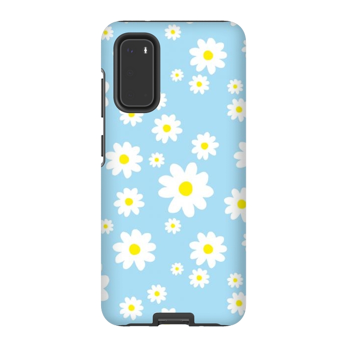 Galaxy S20 StrongFit Blue Daisy Flower Pattern by Julie Erin Designs