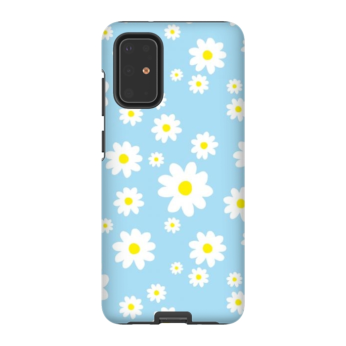 Galaxy S20 Plus StrongFit Blue Daisy Flower Pattern by Julie Erin Designs
