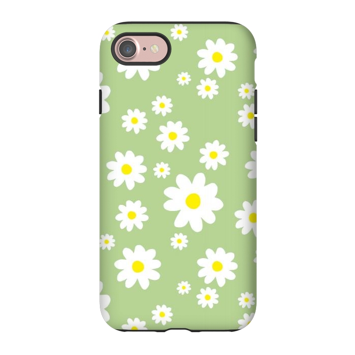 iPhone 7 StrongFit Spring Green Daisy Flower Pattern by Julie Erin Designs