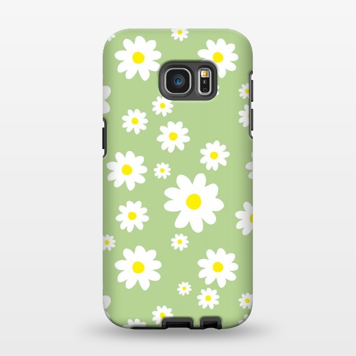 Galaxy S7 EDGE StrongFit Spring Green Daisy Flower Pattern by Julie Erin Designs