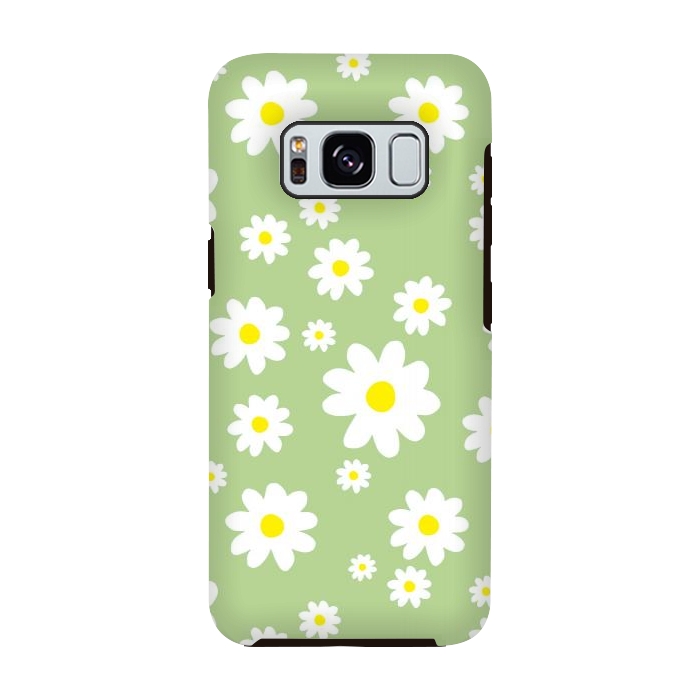 Galaxy S8 StrongFit Spring Green Daisy Flower Pattern by Julie Erin Designs