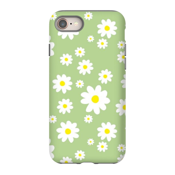 iPhone 8 StrongFit Spring Green Daisy Flower Pattern by Julie Erin Designs