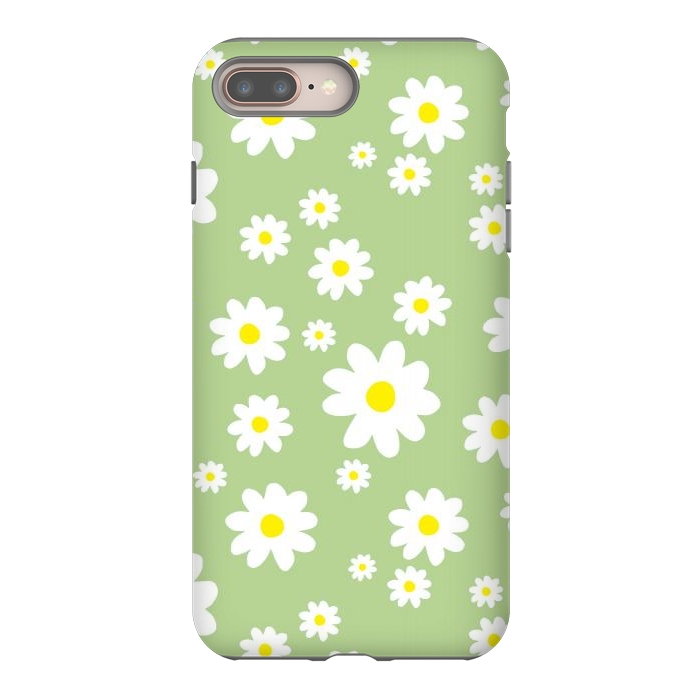 iPhone 8 plus StrongFit Spring Green Daisy Flower Pattern by Julie Erin Designs