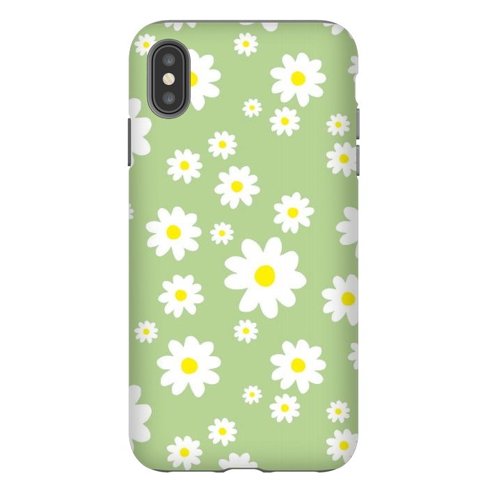 iPhone Xs Max StrongFit Spring Green Daisy Flower Pattern by Julie Erin Designs
