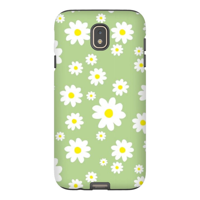 Galaxy J7 StrongFit Spring Green Daisy Flower Pattern by Julie Erin Designs