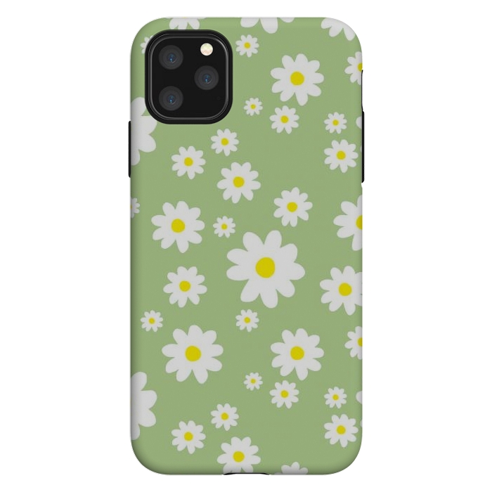 iPhone 11 Pro Max StrongFit Spring Green Daisy Flower Pattern by Julie Erin Designs