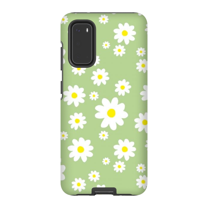 Galaxy S20 StrongFit Spring Green Daisy Flower Pattern by Julie Erin Designs