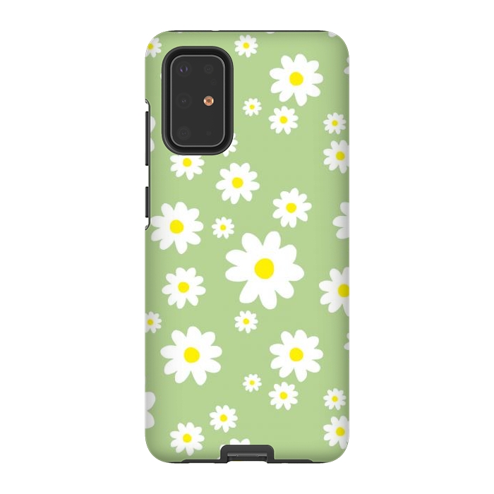 Galaxy S20 Plus StrongFit Spring Green Daisy Flower Pattern by Julie Erin Designs