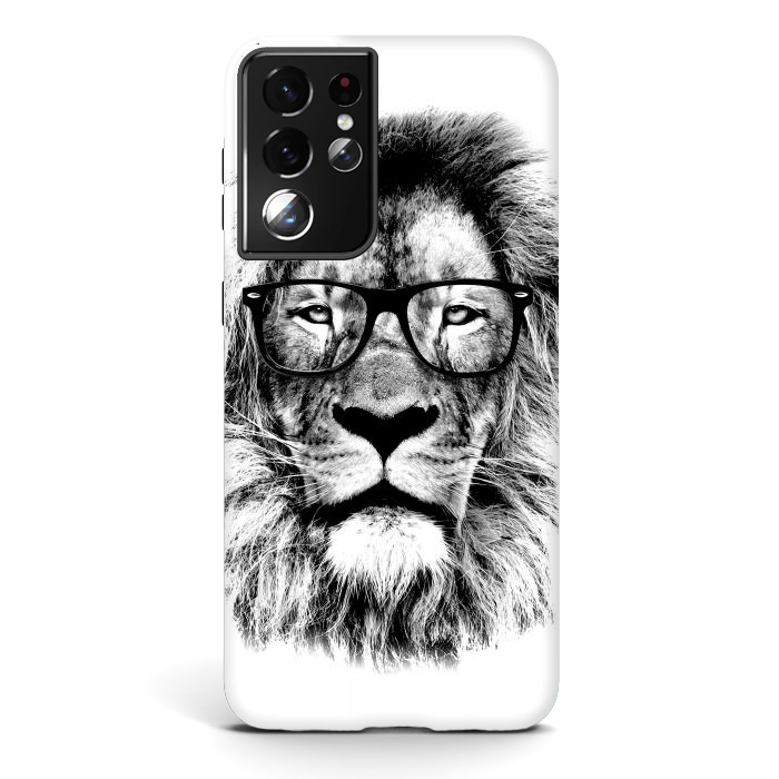 Galaxy S21 ultra StrongFit The King Lion of The Library by Mitxel Gonzalez
