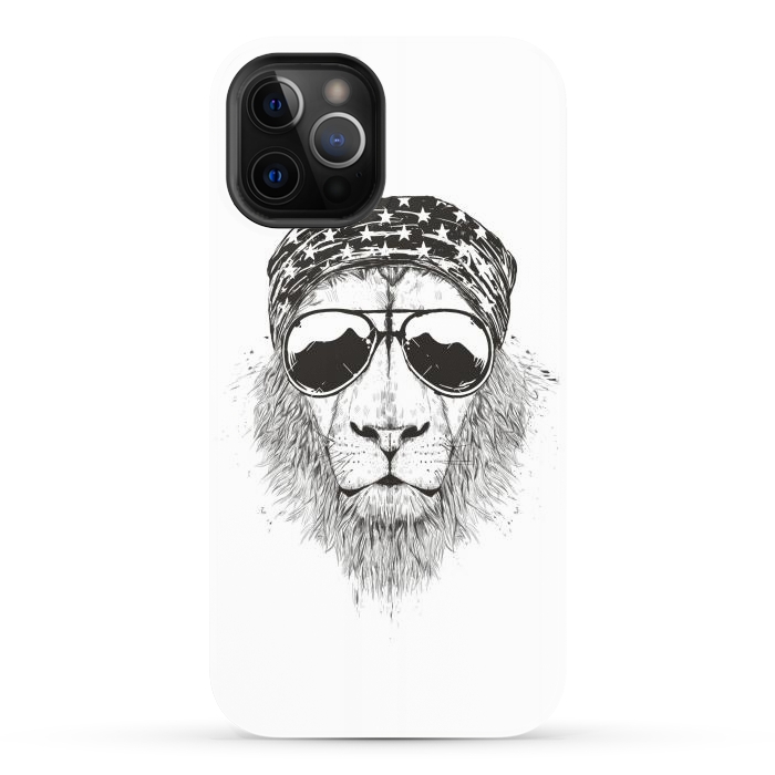 iPhone 12 Pro Max StrongFit Wild lion (bw) by Balazs Solti