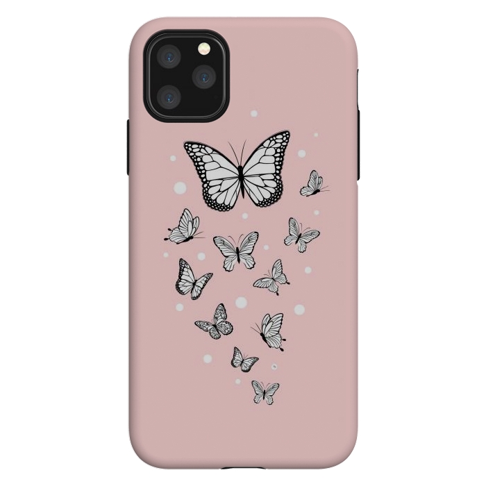 iPhone 11 Pro Max StrongFit Pink Butterflies by Martina
