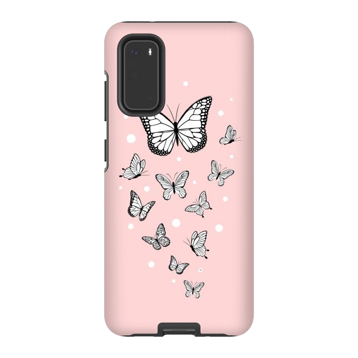 Galaxy S20 StrongFit Pink Butterflies by Martina