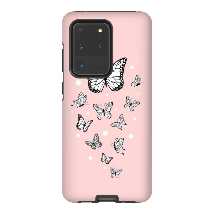 Galaxy S20 Ultra StrongFit Pink Butterflies by Martina