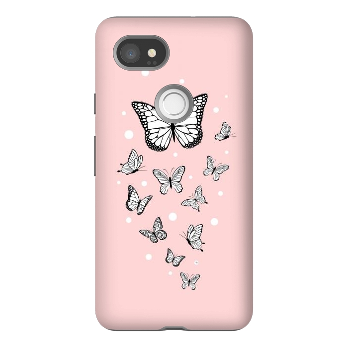 Pixel 2XL StrongFit Pink Butterflies by Martina
