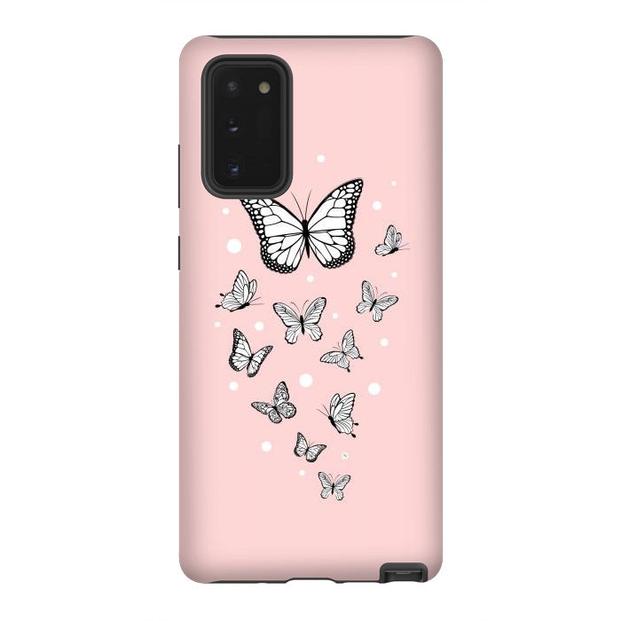 Galaxy Note 20 StrongFit Pink Butterflies by Martina