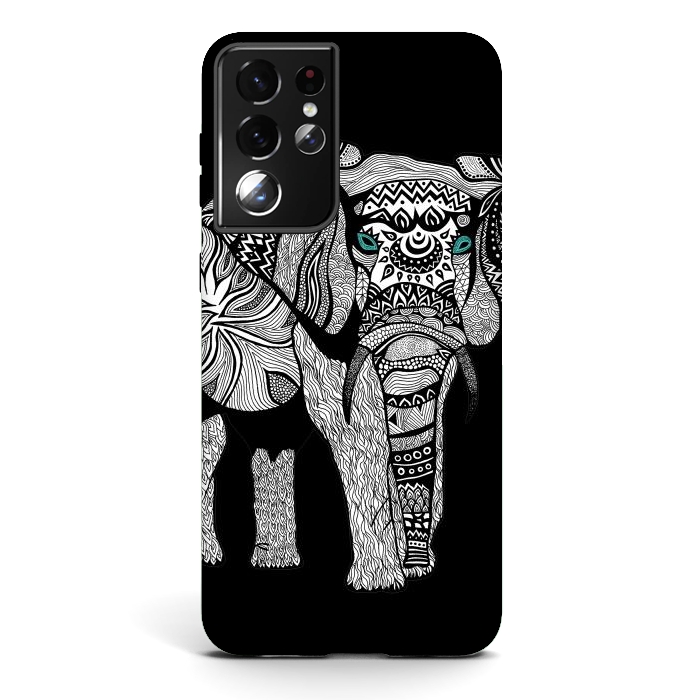Galaxy S21 ultra StrongFit Elephant of Namibia B n W by Pom Graphic Design