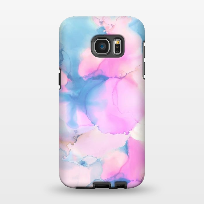Galaxy S7 EDGE StrongFit Pink blue watercolor abstract painting by Oana 