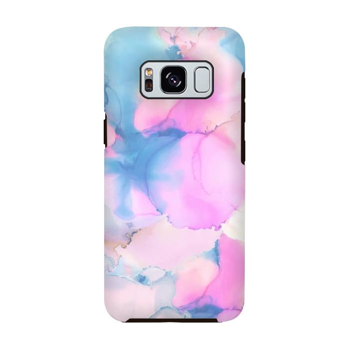 Galaxy S8 StrongFit Pink blue watercolor abstract painting by Oana 
