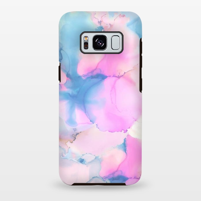 Galaxy S8 plus StrongFit Pink blue watercolor abstract painting by Oana 