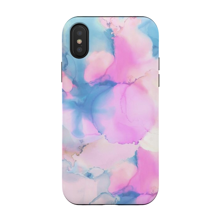 iPhone Xs / X StrongFit Pink blue watercolor abstract painting by Oana 