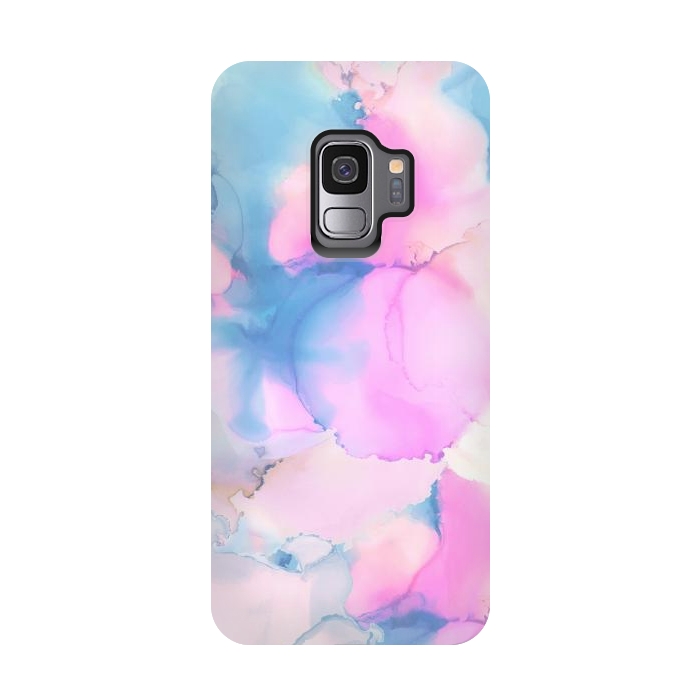 Galaxy S9 StrongFit Pink blue watercolor abstract painting by Oana 